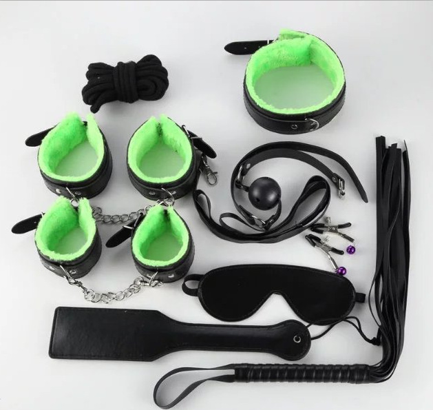 Ten piece leather set bundled SM sex toy