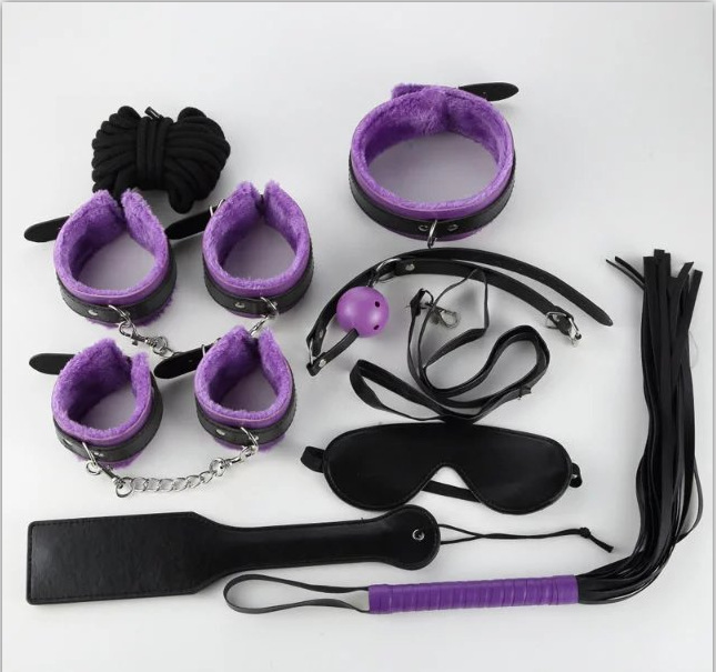 Ten piece leather set bundled SM sex toy