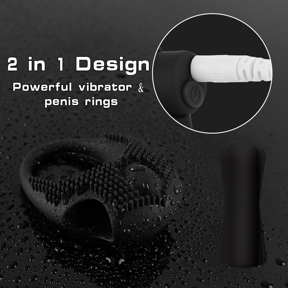 Silicone Penis Ring Vibrator Adult Sex Toy Bullet Vibrator Cock Ring