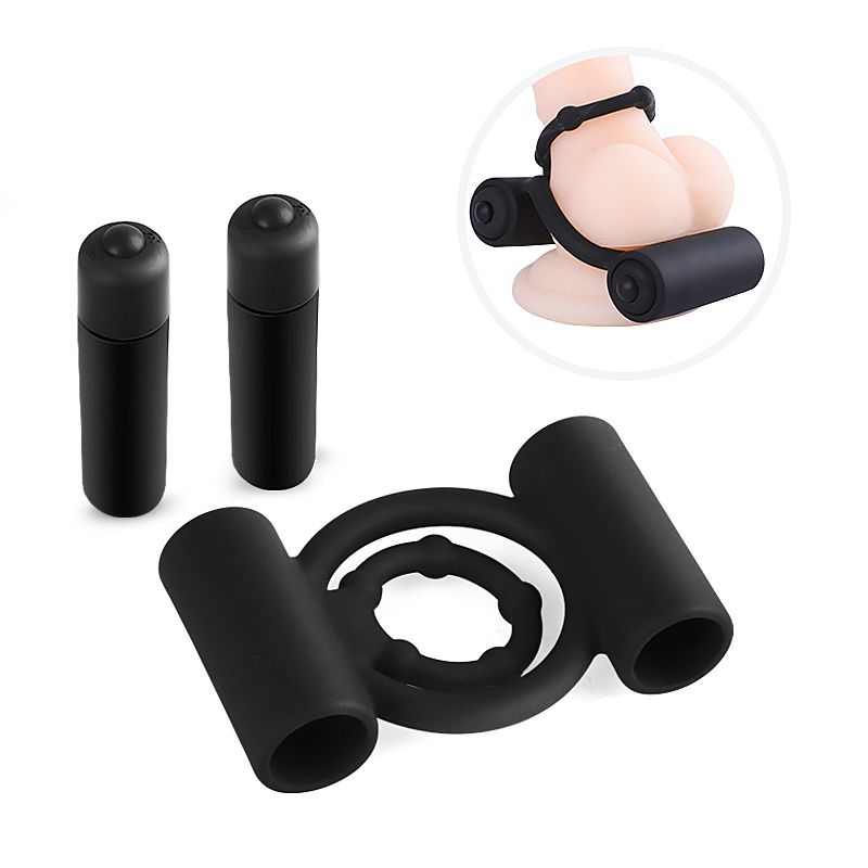 Double Bullet Vibrator Cock Ring Male Sex Toy Penis Rings