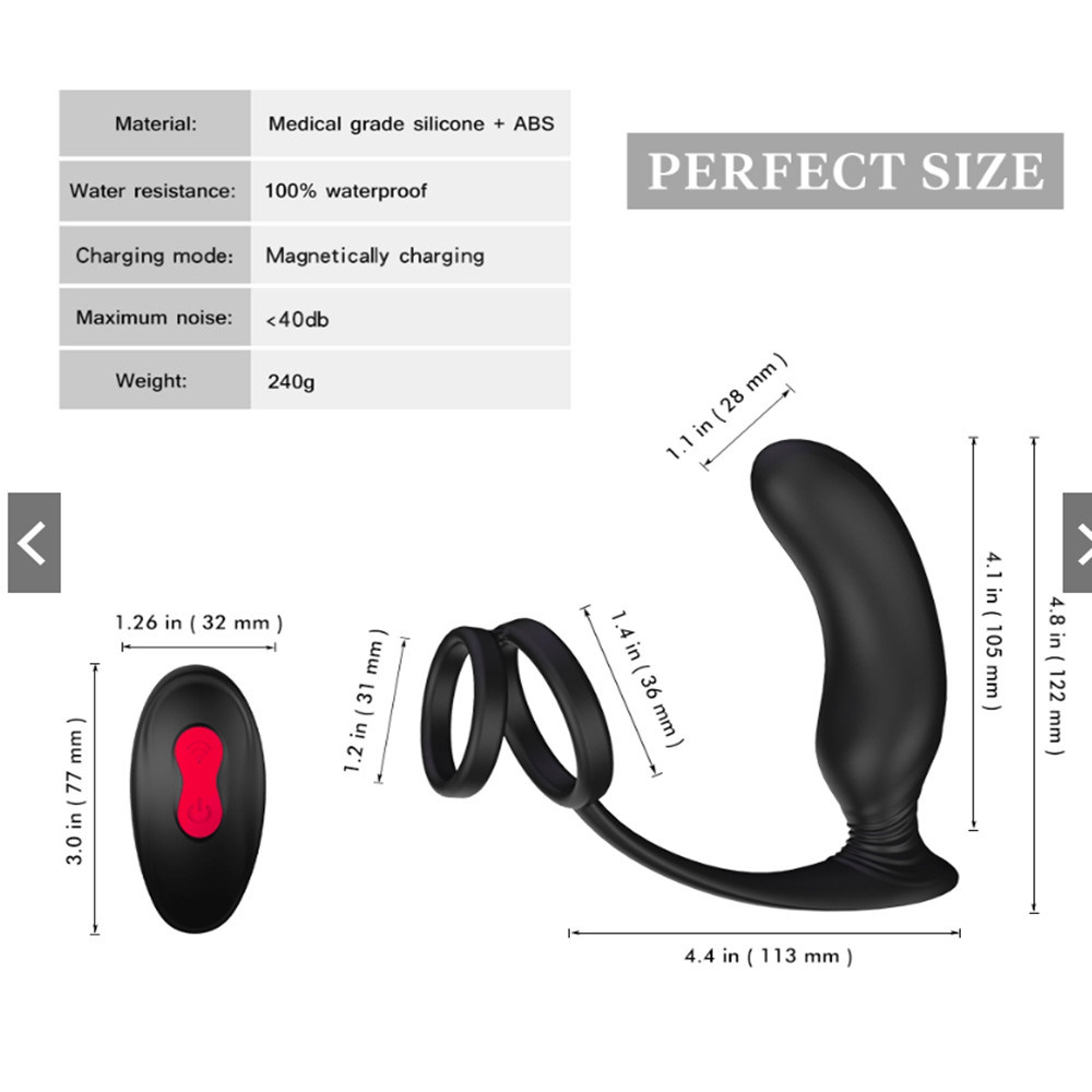 Male Anal Plug Prostate Massager Double Cock Penis Rings