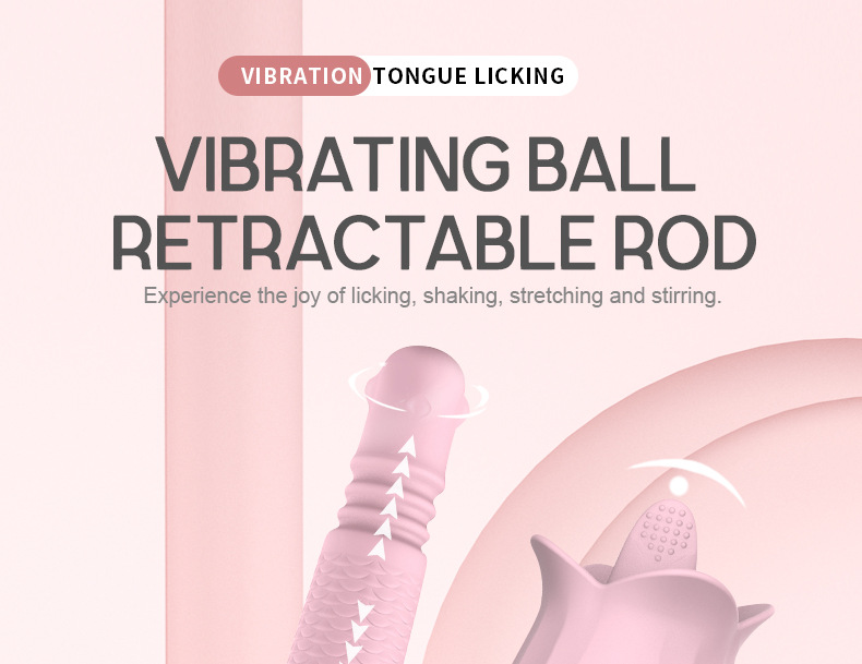 Rose tongue licking vibrator telescopic bead vibrator sex toys wholesale