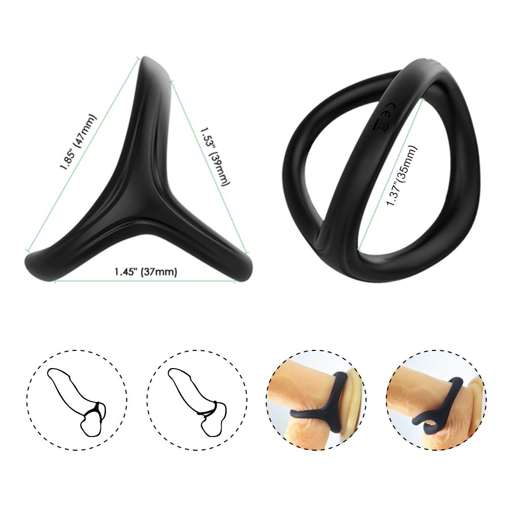 Silicone penis ring 3 in 1 penis ring erection sex toy for men couples