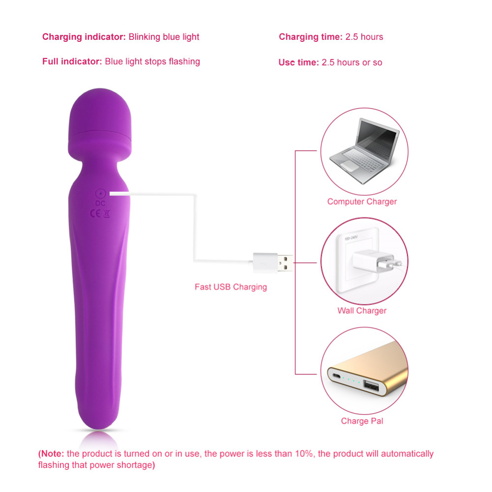 Multi-frequency vibrator rechargeable Women double head sexy vibrator manufacturer