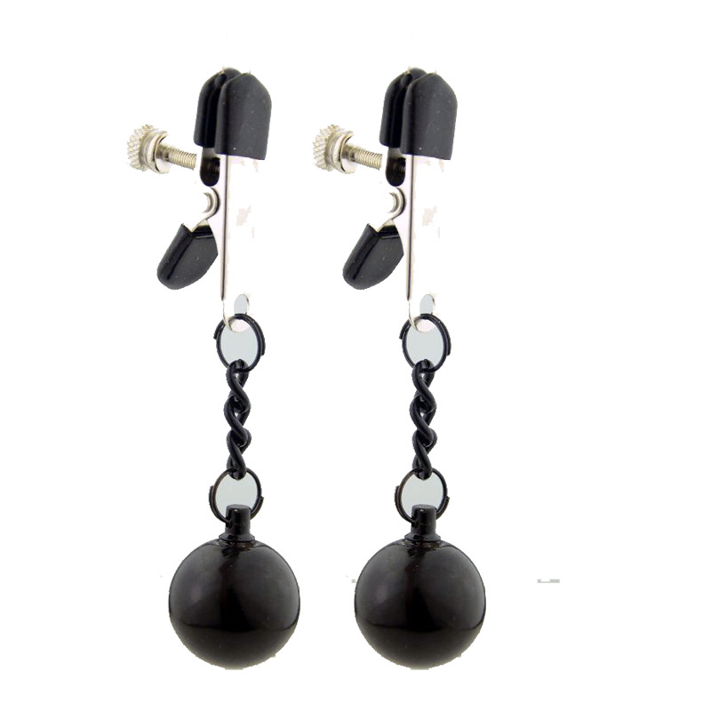 Supply black chain ball nipple clip metal abuse adult toys wholesaler