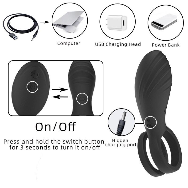 Wholesale adult toy lock fine ring male vibration ring double ring penis ring