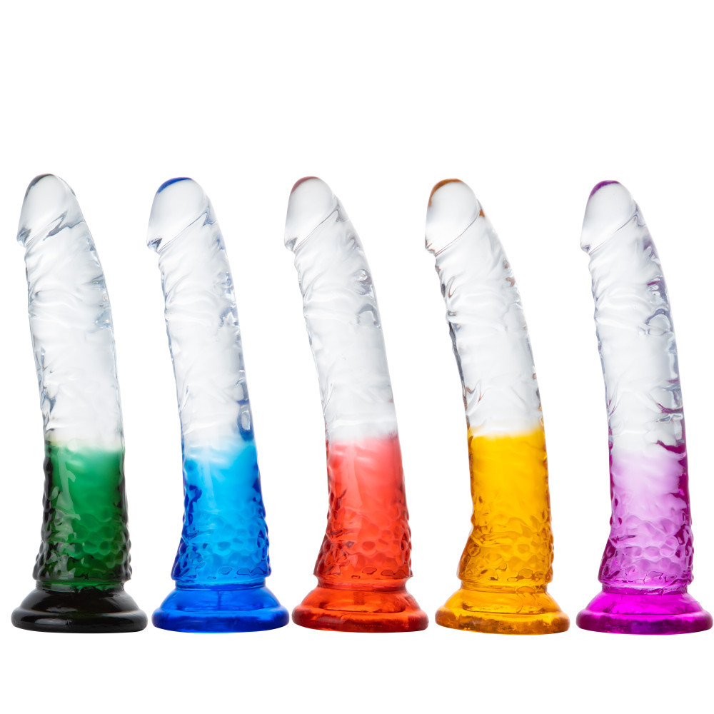 Crystal gradient transparent dildo dildo manual massage stick adult sex toy