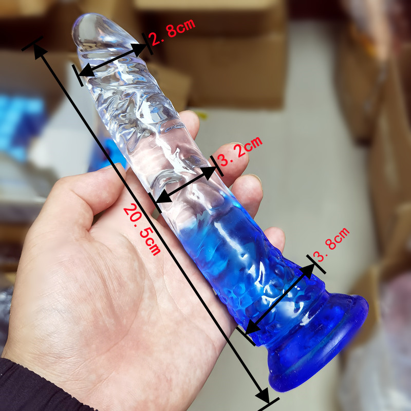 Crystal gradient transparent dildo dildo manual massage stick adult sex toy