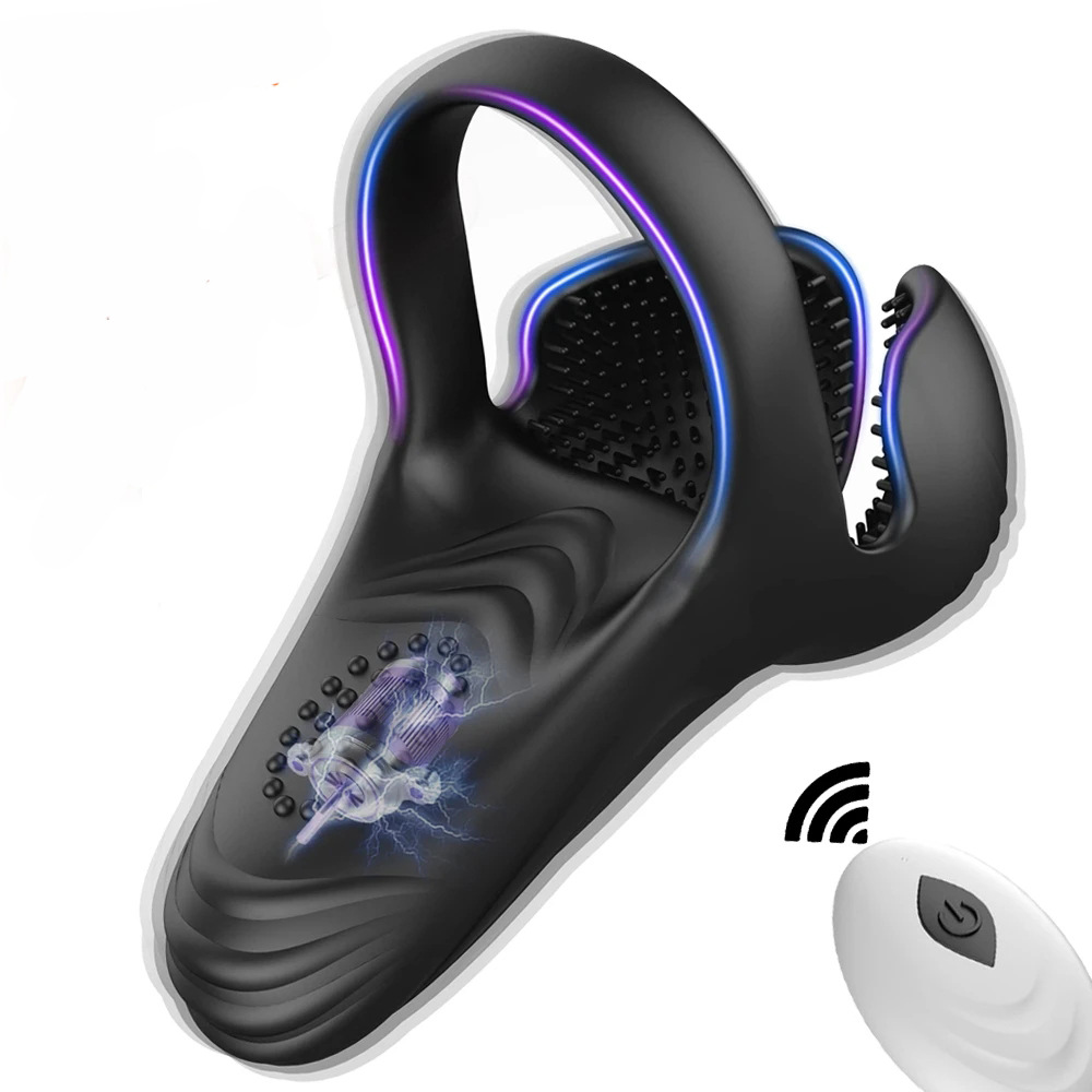 Rechargeable locking sperm ring silicone ring electric prostate massager for men